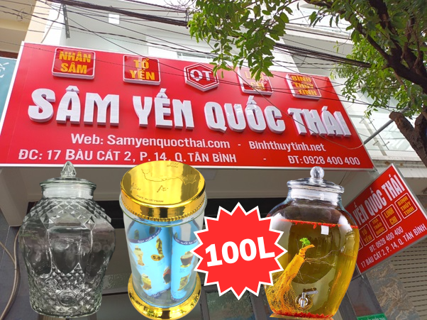 bình thủy tinh ngâm rượu 100l